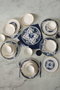 Hermia Juego de Cena de 24 Piezas en Blanco y Azul
